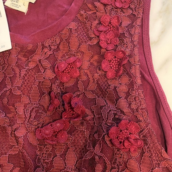 Burgundy Anthropologie Lace Top - Picture 2 of 5